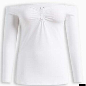 Torrid size 4 (26W) NWT Foxy U- BAR off the shoulder top White